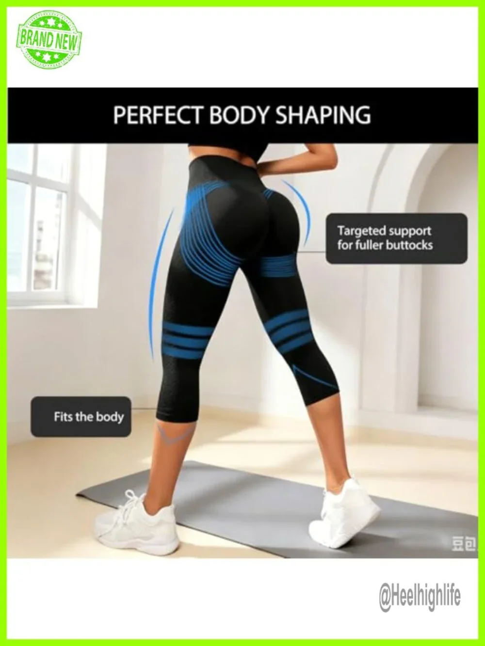Capri Leggings with Built-in Resistance Band, Women's High Rise Scrunch Yoga